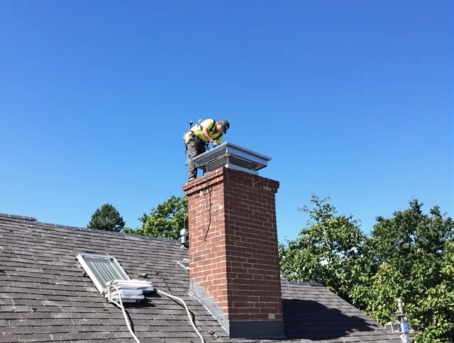 Orlando Chimney Sweep technician measuring a chimney cap in Orlando, FL