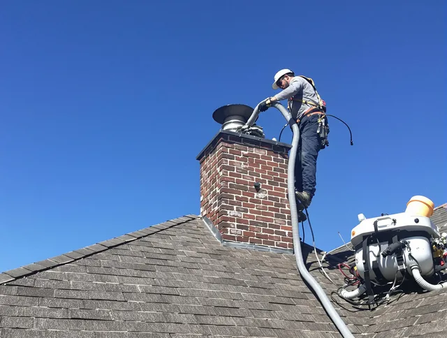 Dedicated Orlando Chimney Sweep team member cleaning a chimney in Orlando, FL