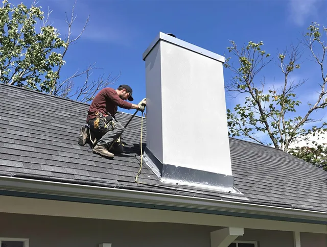 Orlando Chimney Sweep team member finishing chimney construction in Orlando, FL